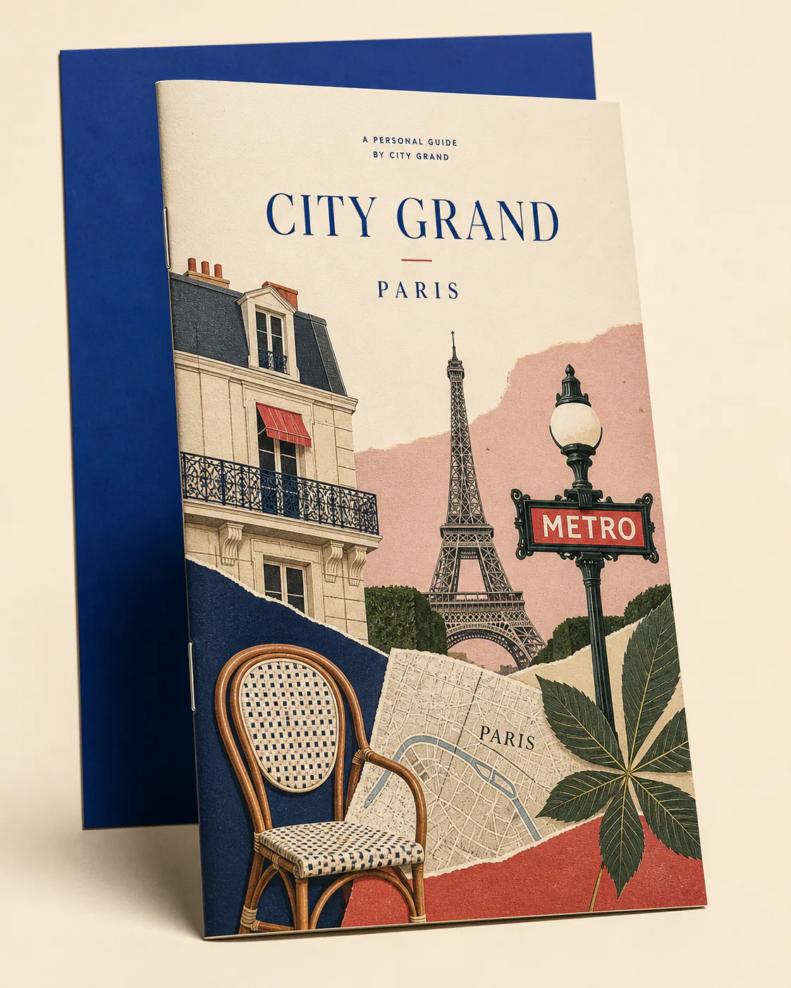 Paris guide in a refined cut-paper collage style